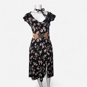 floral maxi dress Cottage core boho retro earthy prairie peasant flower child